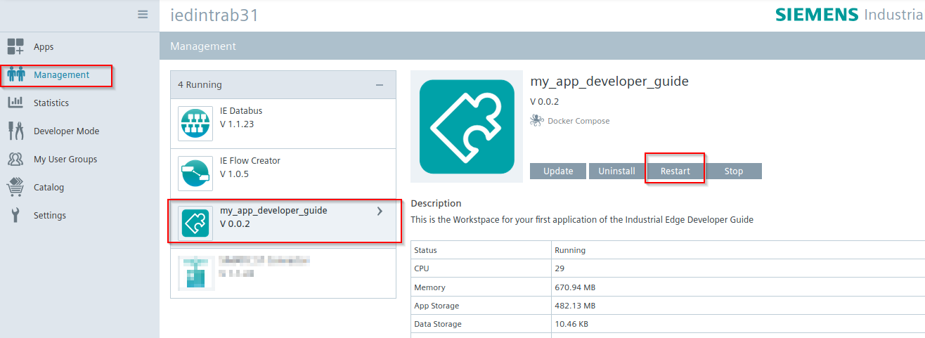 Restart of your app to connect properly to Databus Picture_5-38_Restart_your_application