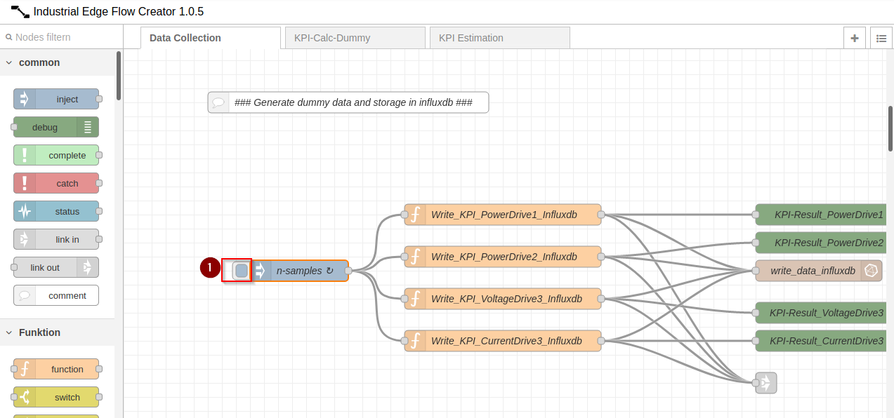 Start data generation in imported flow in the SIMATIC Flow Creator Picture_5-40_Start_Flow_in_Flow_Creator