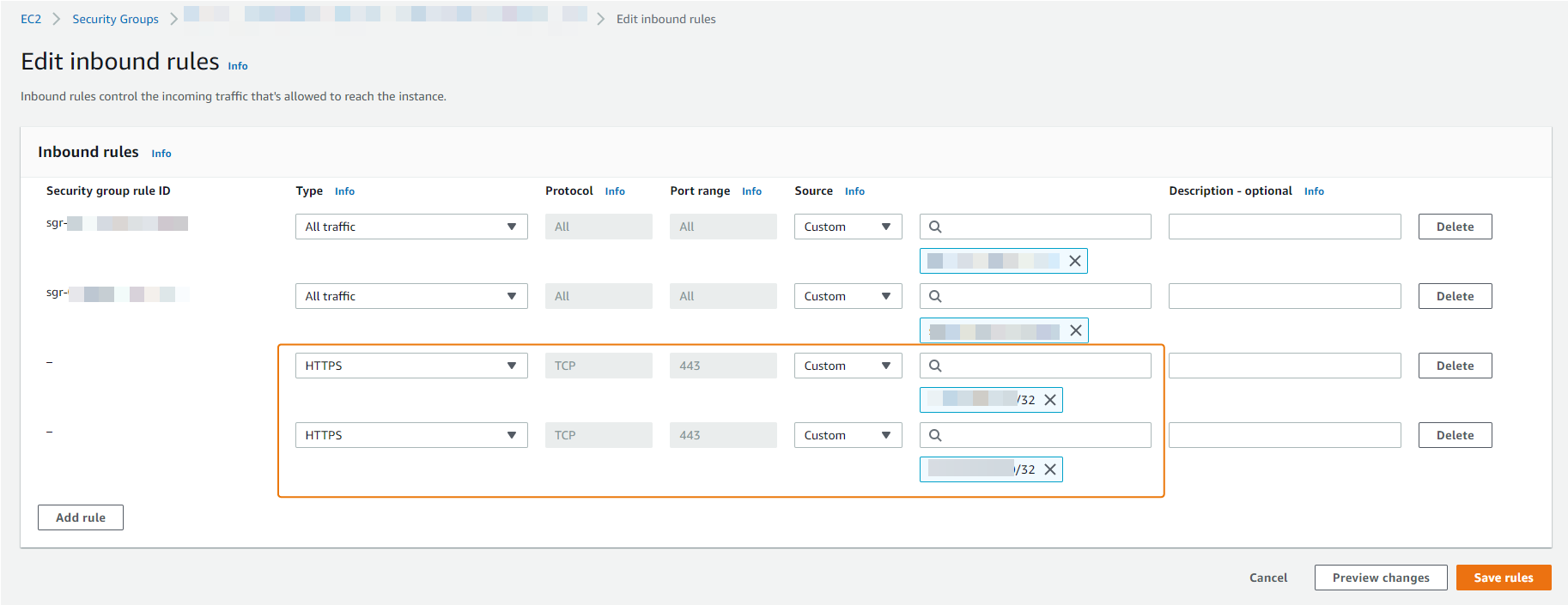 Add worker Inbound Rules