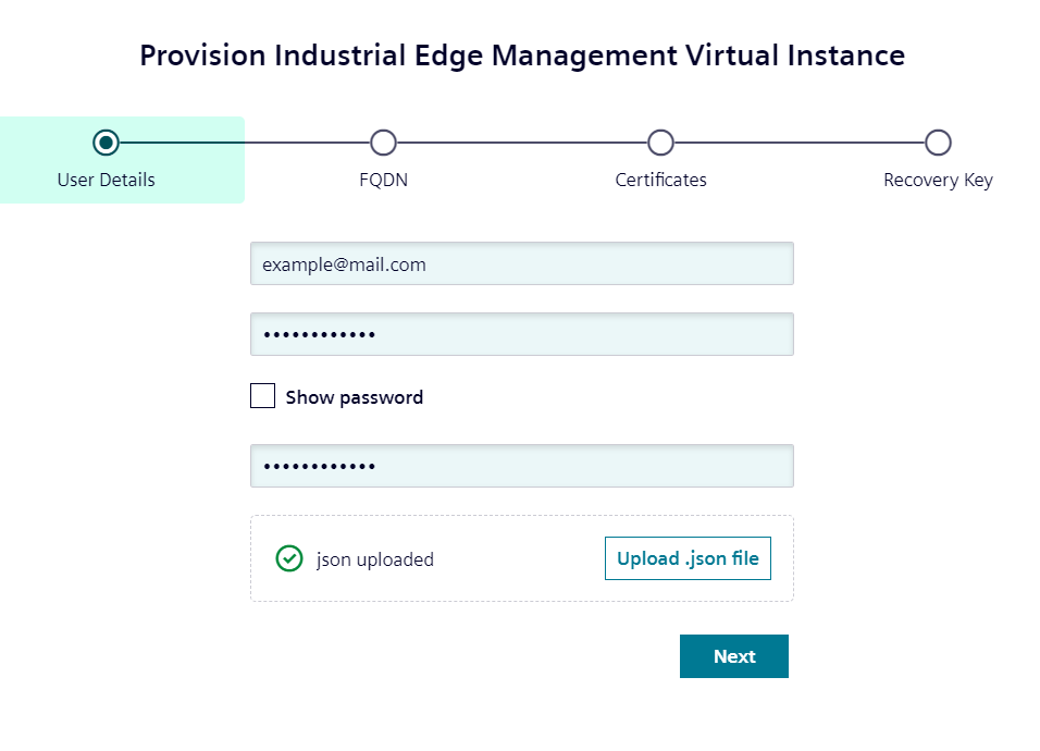 User Details filled out